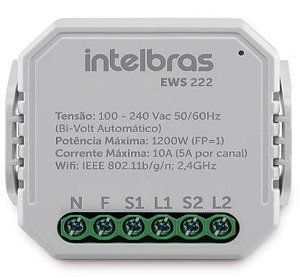 Interruptor Controlador de carga Smart Wi-Fi Entrada Para 2 Interruptores EWS 222 Intelbras