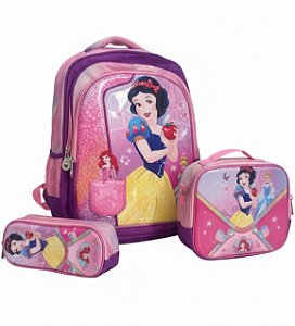 🎒 Kit Escolar 3 peças – Mochila + Estojo + Lancheira Térmica (Menina)