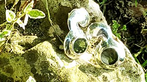 Brincos Prata 950 e Cristal Quartzo Green Magnata Espiral