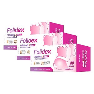 Kit 3 Folidex Metilfolato Vitaminas Gestantes 60 Capsulas