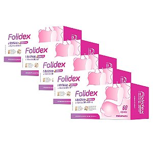Kit 5 Folidex Metilfolato Vitaminas Gestantes 60 Capsulas