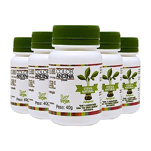 Kit 5 Adoçante Dietético Stévia 100% Natural Pó 40g Vegano Sem Residual Amargo