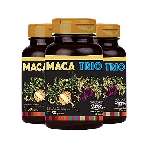 Kit 3 Trio De Maca Peruana Preta Vermelha Amarela 100% Pura 60 Cápsulas Color Andina