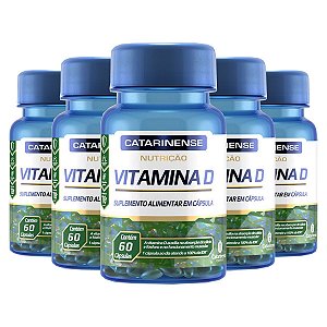 Kit 5 Vitamina D do Sol 200UI  60 cápsulas  Catarinense