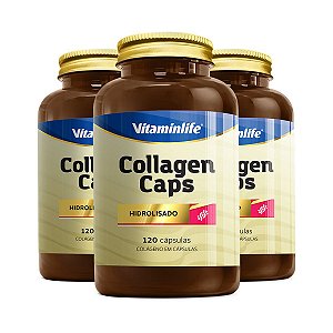 Kit 3 Collagen 120 Caps Colágeno Hidrolisado Cuidados Pele