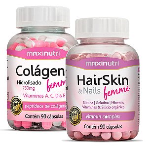 Kit Saúde e Beleza Maxinutri Colágeno Hair Skin 180 Cápsulas