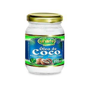 Óleo De Coco Extra Virgem Natural Vegano Unilife 200 ml