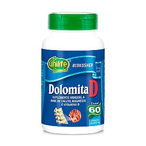 Dolomita Com Vitamina D Unilife Suplemento 60 Cápsulas