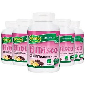 Kit Hibisco Com Gengibre Unilife Emagrecedor 900 Comprimidos