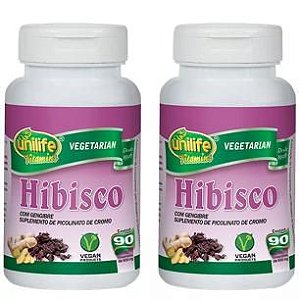 Kit Hibisco Com Gengibre Unilife Emagrecedor 180 Comprimidos