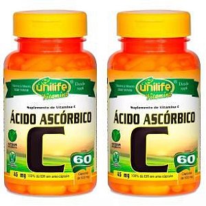 Kit Vitamina C Ácido Ascórbico Unilife Suplemento 120 Cáps