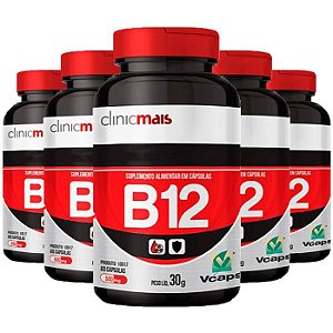 Kit Vitamina B12 500mg ClinicMais Suplemento 300 Cápsulas