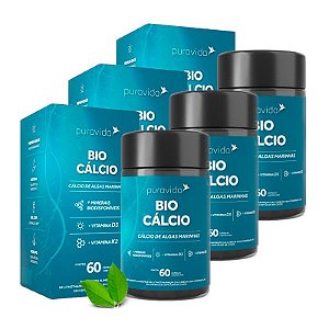 Kit Bio Cálcio Puravida Com Vitaminas D3 e K2 180 Cápsulas