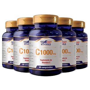 Kit Vitamina C 1000mg VitGold Ácido Ascórbico 300 Comprimidos