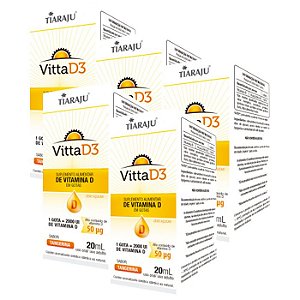 Kit Vitta D3 Vitamina Em Gotas 2000 UI Tiaraju Tangerina 100 ml