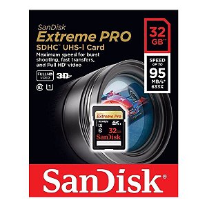 Cartão SanDisk 32 GB Extreme Pro SD 95 Mb/s