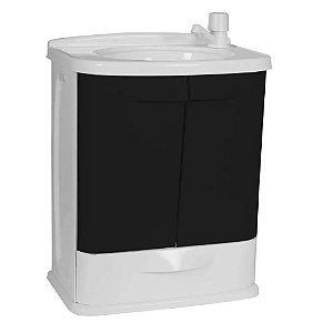 Gabinete Plástico com Lavatório GabFit para Banheiro Branco e Preto Astra