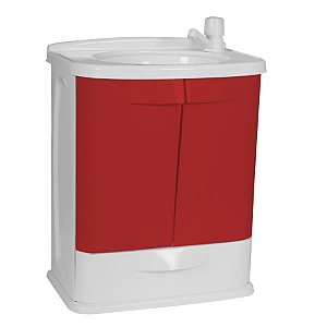 Gabinete Plástico com Lavatório GabFit para Banheiro Branco e Bordô Astra