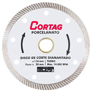 Disco de Corte Diamantado Porcelanato Turbo Fino 110mm Cortag