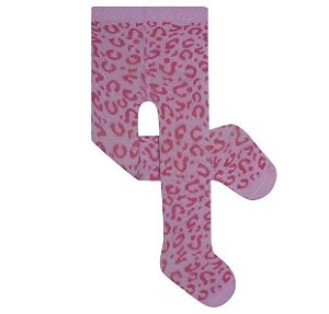 Meia Calça de Algodão Bebê Rosa Oncinha Pimpolho (0-7m)