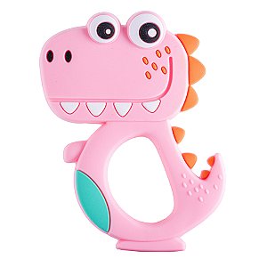 Mordedor Divertido de Silicone Dinossauro Rosa Pimpolho (4m+)