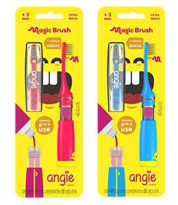 Escova Infantil Dosadora Magic Brush Extra Macia Angie (3a+)