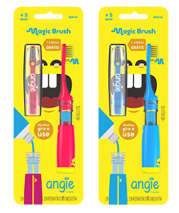 Escova Infantil Dosadora Magic Brush Macia Angie (5a+)