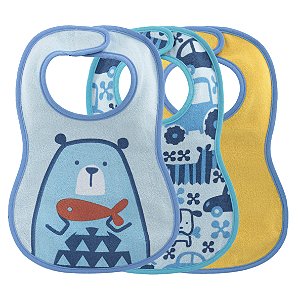 Conjunto Com 3 Babadores Easy Meal Urso Chicco