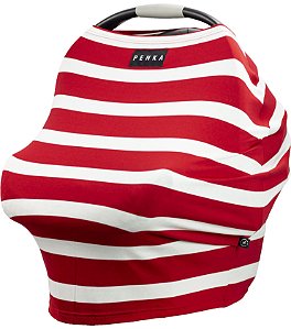 Capa Multifuncional Stripes para Bebê Conforto e Carrinho Penka Lulu Vermelho Listrado