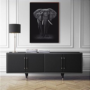 Quadro decorativo Animais Selvagens Elefante - fundo preto [BoxMadeira]