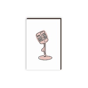 Quadro decorativo  Microfone Rosa [Box de Madeira]