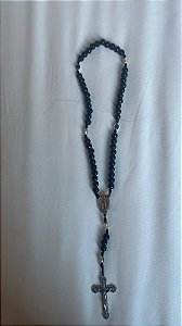 Terço de Lourdes de Cordão - Preto + Frasquinho com água de Lourdes