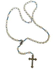 Terço Mariano Com Pedras da Colina das Aparições com Cordão Azul