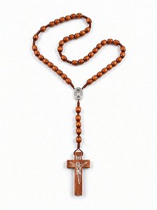 Terço de Lourdes de Cordão - Marrom + Frasquinho com água de Lourdes