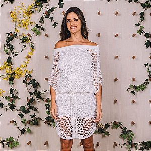 Vestido Crochet Branca Canal