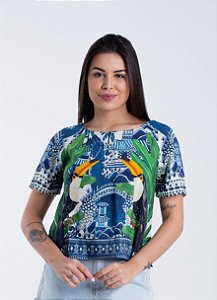 Blusa T-shirt Feminina Estampada Azulejo Macau Farm