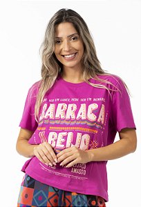Blusa T-shirt Feminina Estampada Barraca do Beijo Rosa Alvorada