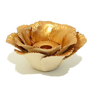 Castiçal flor cerâmica cobre