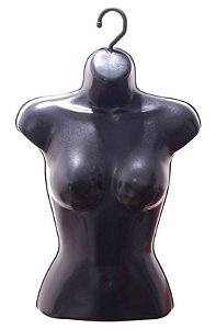 30 Cabides Com Busto Feminino - Plástico Preto - Adulto - 65,5cm (altura) x 40,5cm (largura) x 4,6cm (diâmetro) - PRONTA ENTREGA
