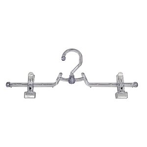 350 Cabide giratório para saia e calça com presilhas ajustáveis reforçado - Acrílico, Branco, Preto ou Prata - 14 cm (altura) x 34 cm (largura) x 8mm (Diâmetro) - Pronta Entrega
