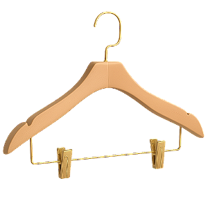 30 Cabides de  madeira  PREMIUM com presilhas de aço e ganchos LUXO : Cromado, Rose ou Dourado- Pronta entrega