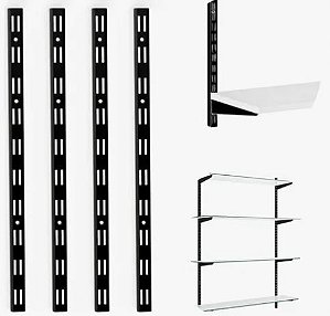 1 Trilho cremalheira 2m em Aço Resistente - Passo 50mm - Rasgo Simples ( 1 encaixe)  ou Duplo (2 encaixes) - Preto ou Branco - Pronta entrega