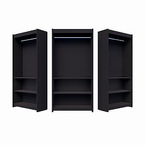 Estante com Cabideiro e  Prateleiras Inferior - 100% MDF 15mm - 1,85(A) x0,92(L) x0,32(P) - PRONTA ENTREGA