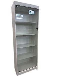 Armário Prateleira BRANCO Vitrine Com Fundo MDF 100% 15mm - Reforçado com Porta de Giro em Vidro Temperado - ALT: 1.85 x LARG: 0.64 x PROF: 0.38- Pronta Entrega