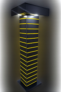 Gôndola Torre loja com Iluminação bivolt - 4 faces ( expõe dos 4 lados) - Rodas na Base - Canaletas de PVC - 2,1 m Altura - MFDF18 mm Reforçado