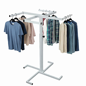 Arara para roupas 4 Braços Giratória Extra Reforçada – Altura Regulável de 95cm a 1,60m - Pronta Entrega