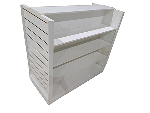 Gôndola Central com Canaletado Lateral e Prateleiras – MDF 100% 15mm– Funcional e Resistente – 1,20m A x 1,30m L x 0,60m P - PRONTA ENTREGA