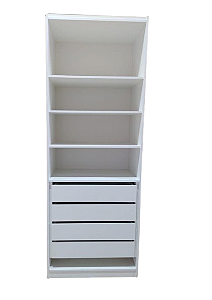 Armário Prateleira com 4 Gavetas (Closet) em MDF 15mm - Reforçado - 2,20(A) x0,80(L) x0,45(P) - PRONTA ENTREGA