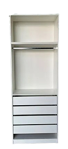 Cabideiro com Maleiro e 4 Gavetas (Closet) - MDF 100% 15mm - Reforçado - 2,20(A) x0,80(L) x0,45P) - PRONTA ENTREGA