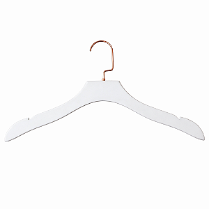 Kit 30 Cabides de madeira BRANCO PREMIUM TOP e ganchos LUXO : Cromado, Rose ou Dourado- Pronta entrega